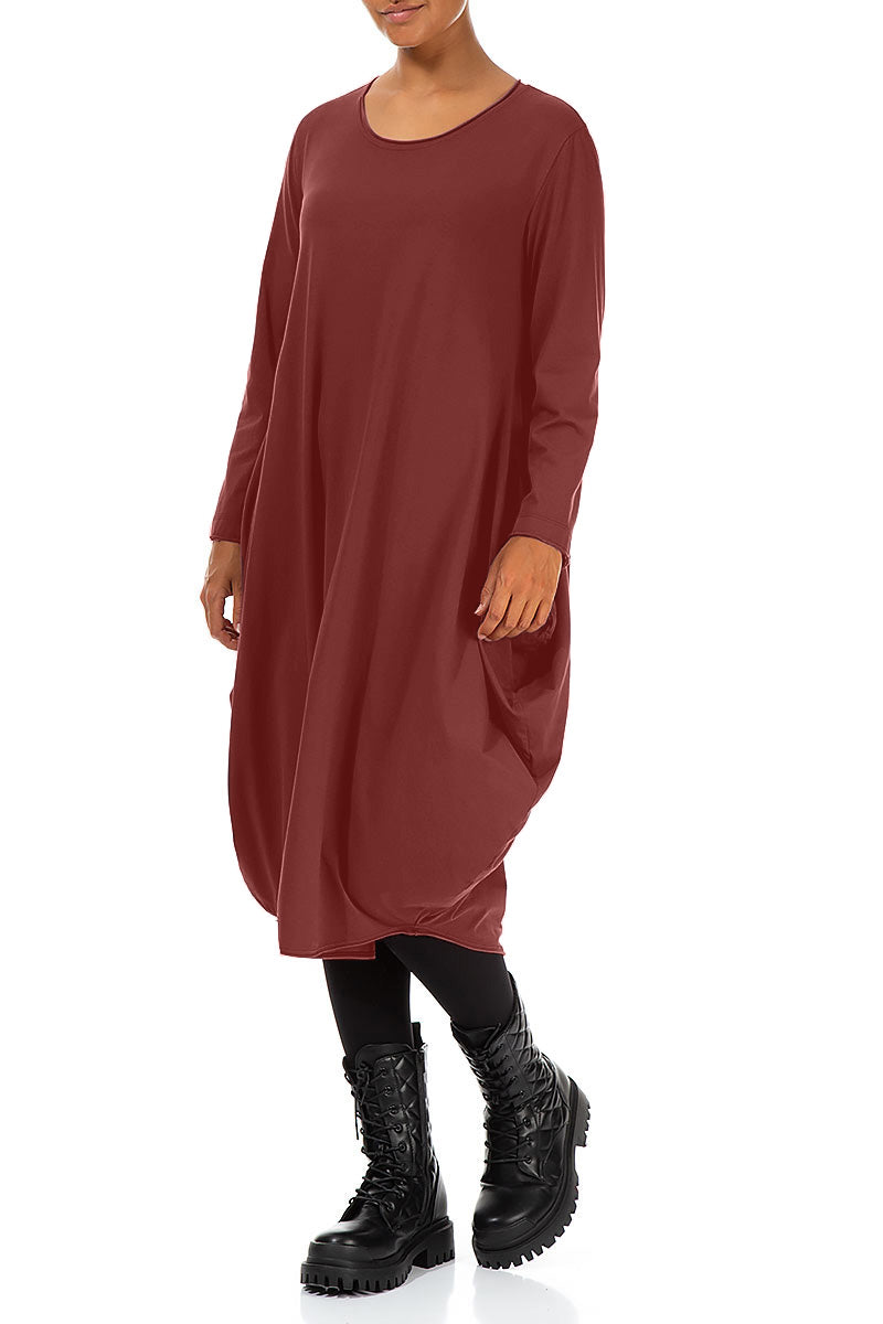 Wide Merlot Cotton Dress