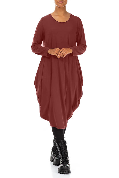 Wide Merlot Cotton Dress