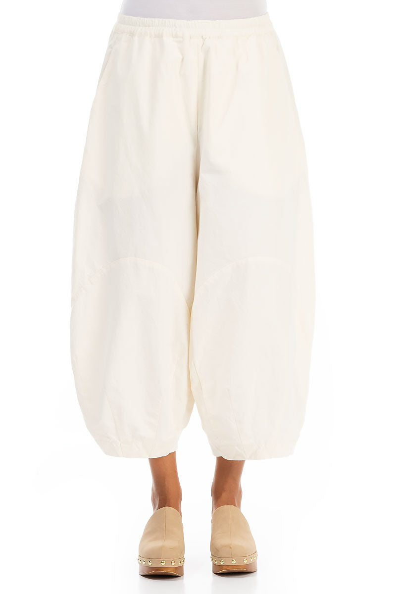 Wide Off White Cotton Trousers
