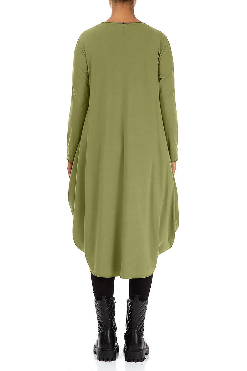 Wide Olive Cotton Dress