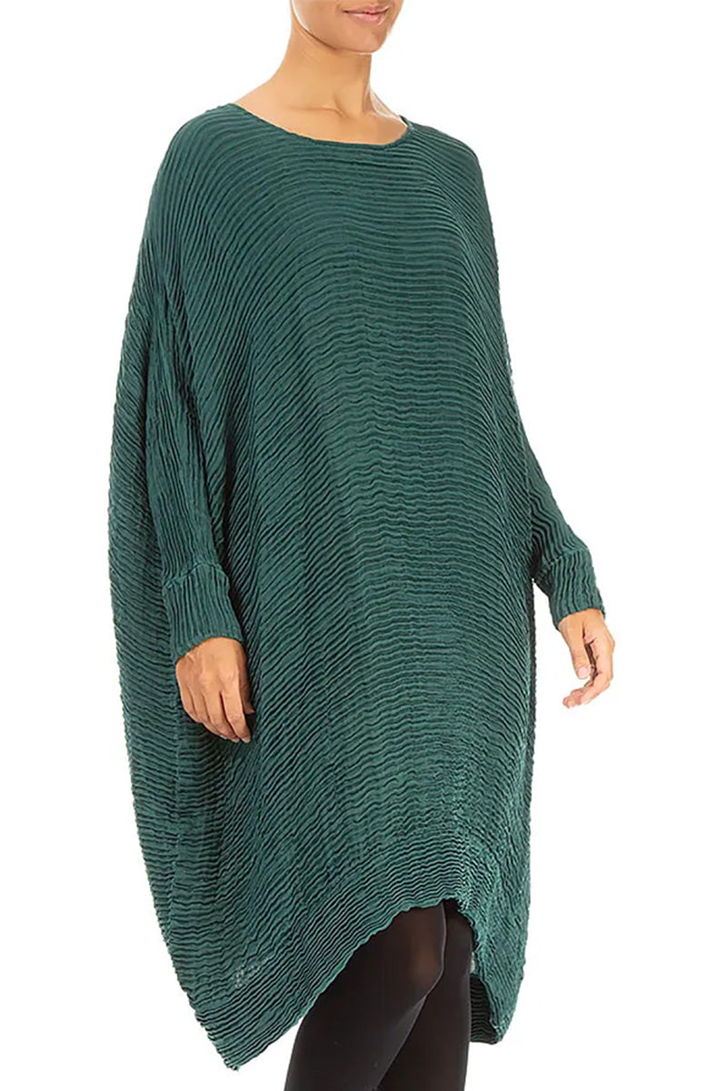 Wide Peacock Plissé Silk Kaftan Dress 3