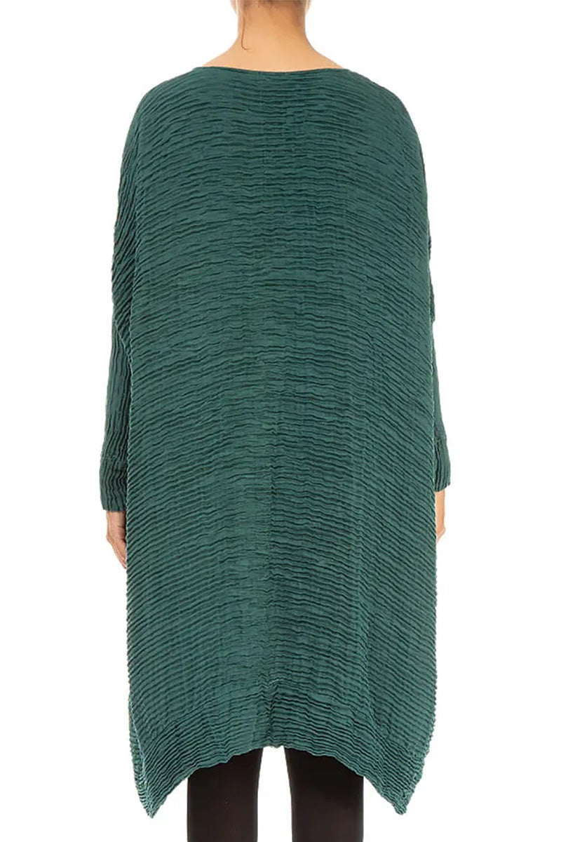 Wide Peacock Plissé Silk Kaftan Dress 2