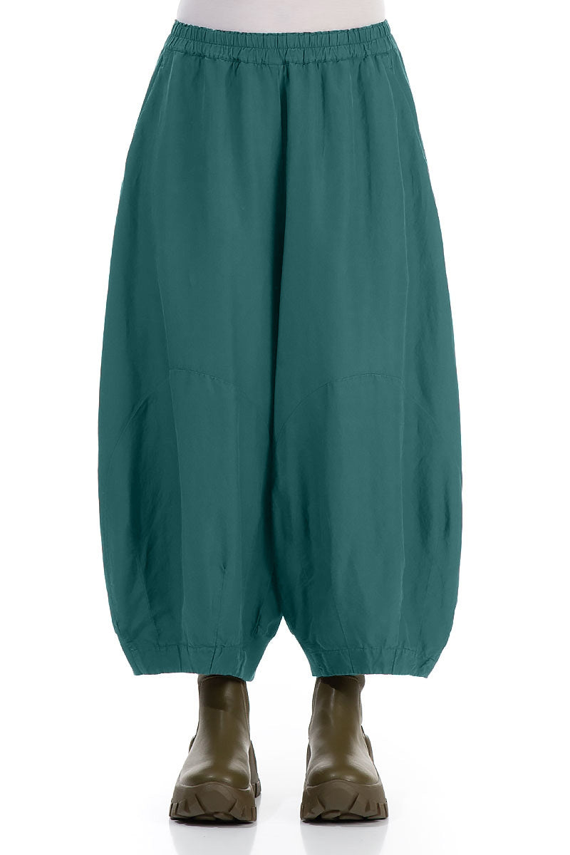 Wide Peacock Silk Cotton Trousers 1