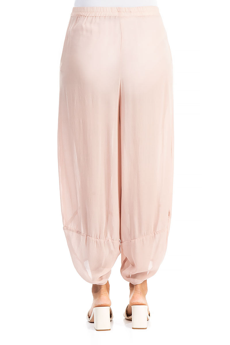 Wide Pink Silk Trousers