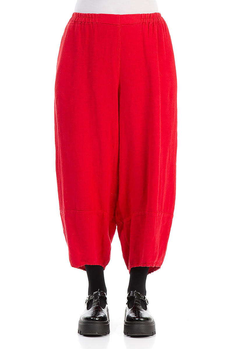 Wide Red Linen Trousers