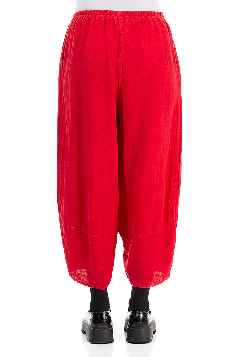 Wide Red Linen Trousers