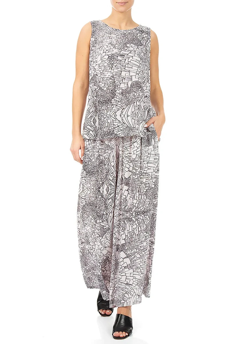 Pantalon ample en viscose texturée à effet froissé