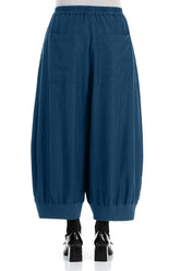 Wide Royal Blue Silk Cotton Trousers 2
