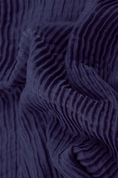 Wide Royal Purple Plissé Silk Kaftan Dress 5