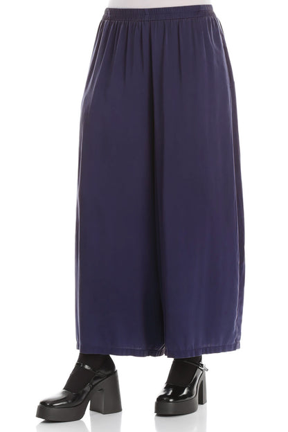 Wide Royal Purple Silk Trousers 3
