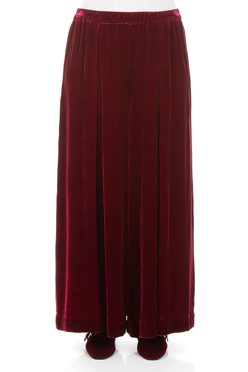 Wide Ruby Silk Velvet Trousers 1