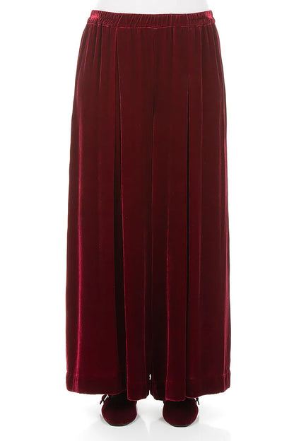 Wide Ruby Silk Velvet Trousers 1