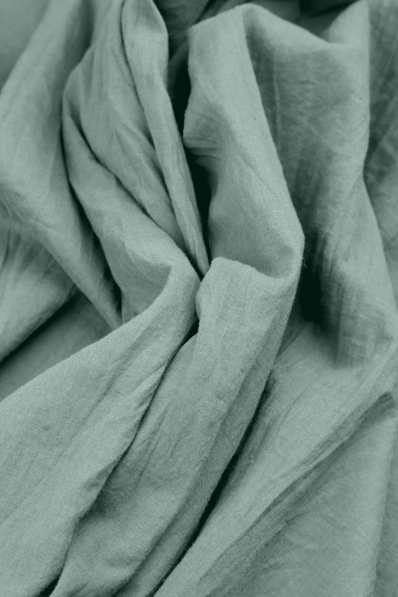 Wide Sage Crumpled Cotton Trousers 4