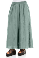Wide Sage Crumpled Cotton Trousers 3