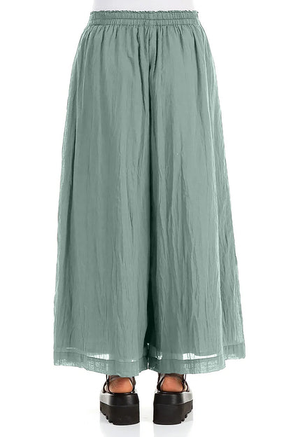 Wide Sage Crumpled Cotton Trousers 2