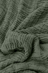 Wide Sage Plissé Silk Kaftan Dress 5