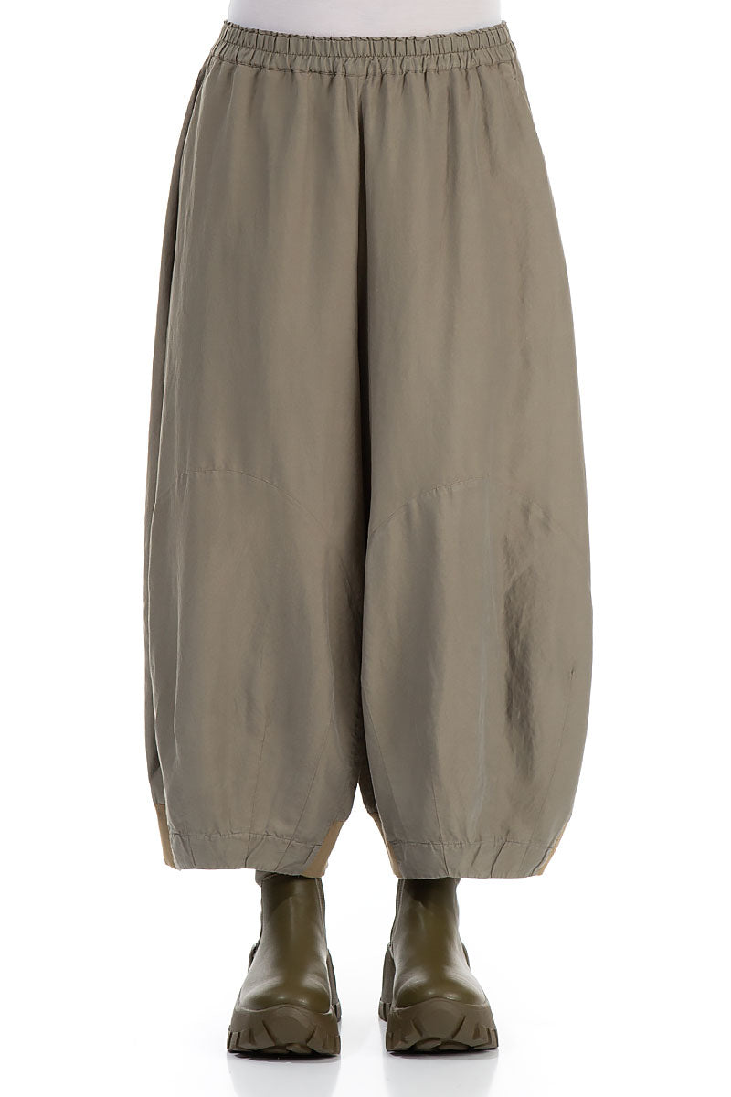 Wide Silver Sage Silk Cotton Trousers