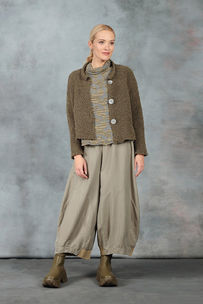 Wide Silver Sage Silk Cotton Trousers