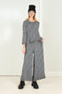 Wide Silver Textured Silk Linen Trousers 1