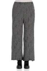 Wide Silver Textured Silk Linen Trousers 2