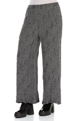 Wide Silver Textured Silk Linen Trousers 4