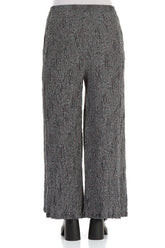 Wide Silver Textured Silk Linen Trousers 3