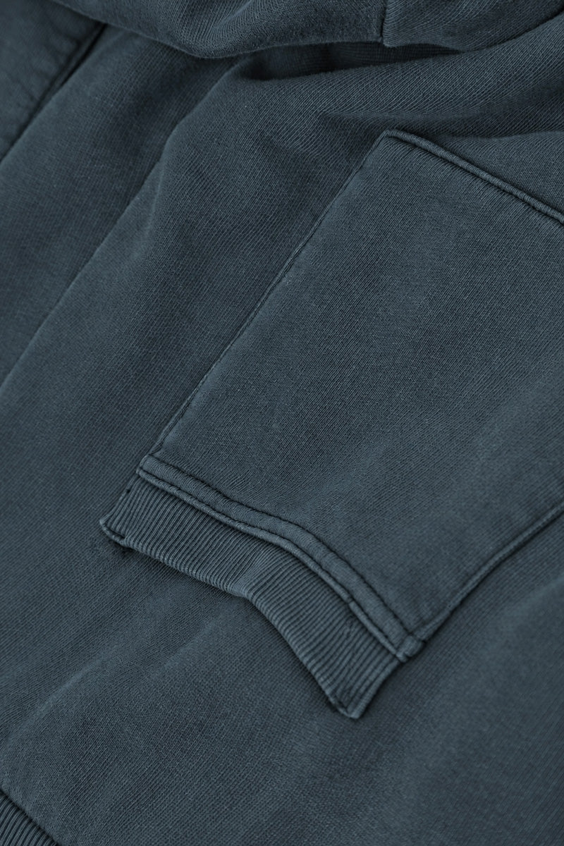 Wide Slate French Terry Cotton Trousers 6