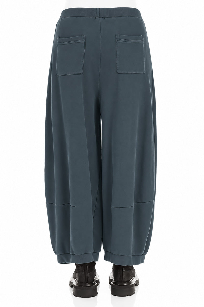 Wide Slate French Terry Cotton Trousers