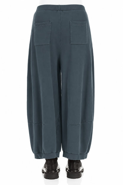 Wide Slate French Terry Cotton Trousers