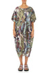 Wide Sleeves Art Mosaic Linen Dress 1