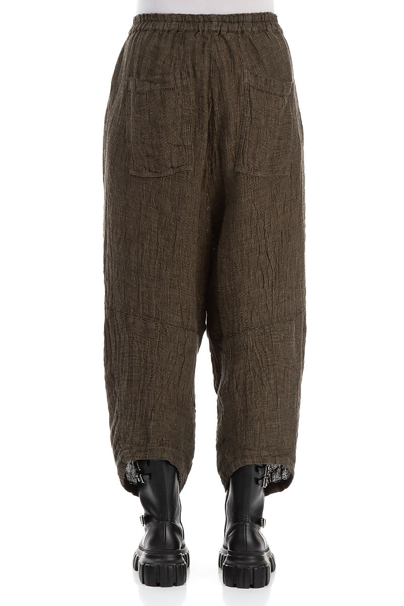 Wide Tie Up Silver Sage Mélange Linen Trousers