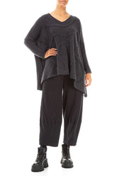 Wide Wavy Seam Dark Grey Wool Sweater 4