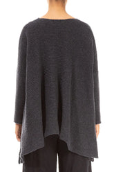 Wide Wavy Seam Dark Grey Wool Sweater 2