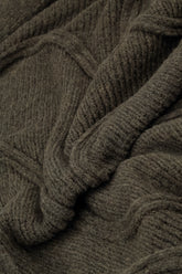 Wide Wavy Seam Khaki Wool Sweater 5