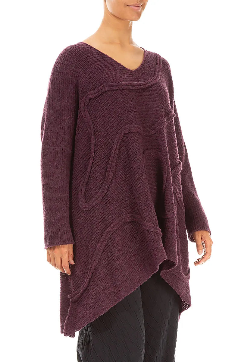 Wide Wavy Seam Mulberry Wool Sweater 3