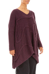 Wide Wavy Seam Mulberry Wool Sweater 3
