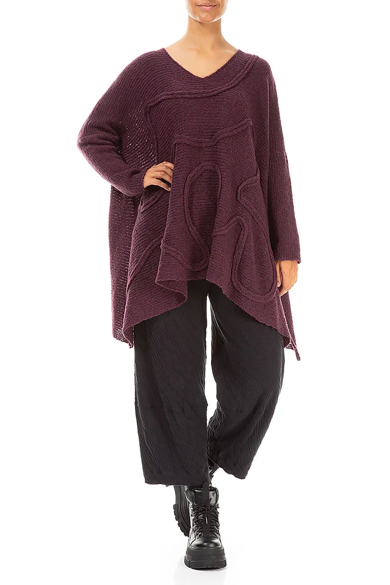 Wide Wavy Seam Mulberry Wool Sweater 4