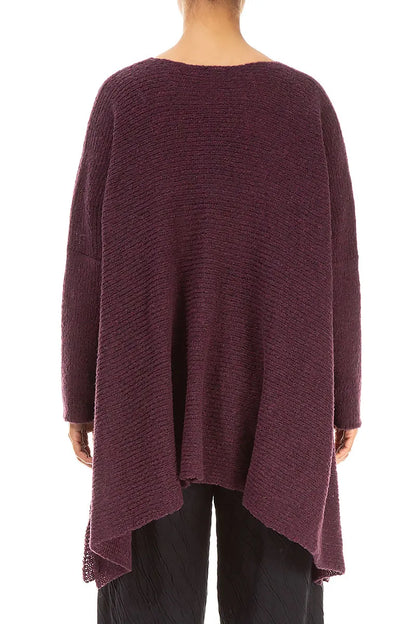 Wide Wavy Seam Mulberry Wool Sweater 2