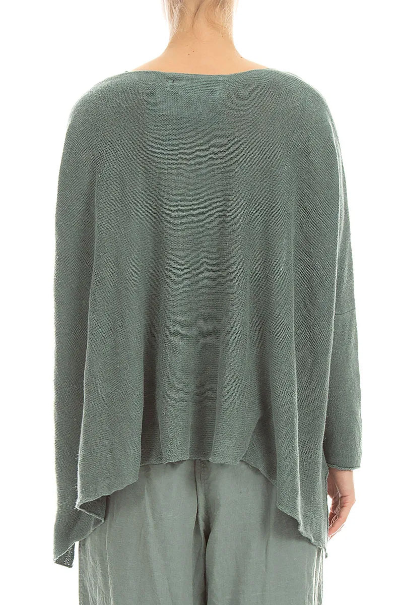 Wide Wavy Seam Sage Linen Jumper 2