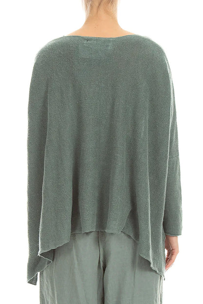 Wide Wavy Seam Sage Linen Jumper 2