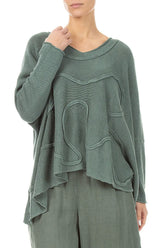 Wide Wavy Seam Sage Linen Jumper 3