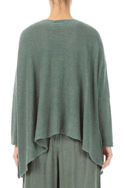 Wide Wavy Seam Sage Linen Jumper 2