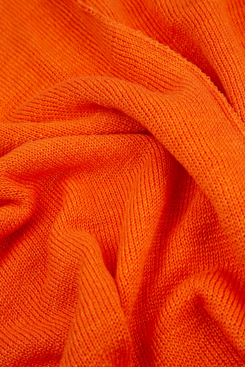 Wide Wavy Seam Spiced Orange Linen Jumper 5