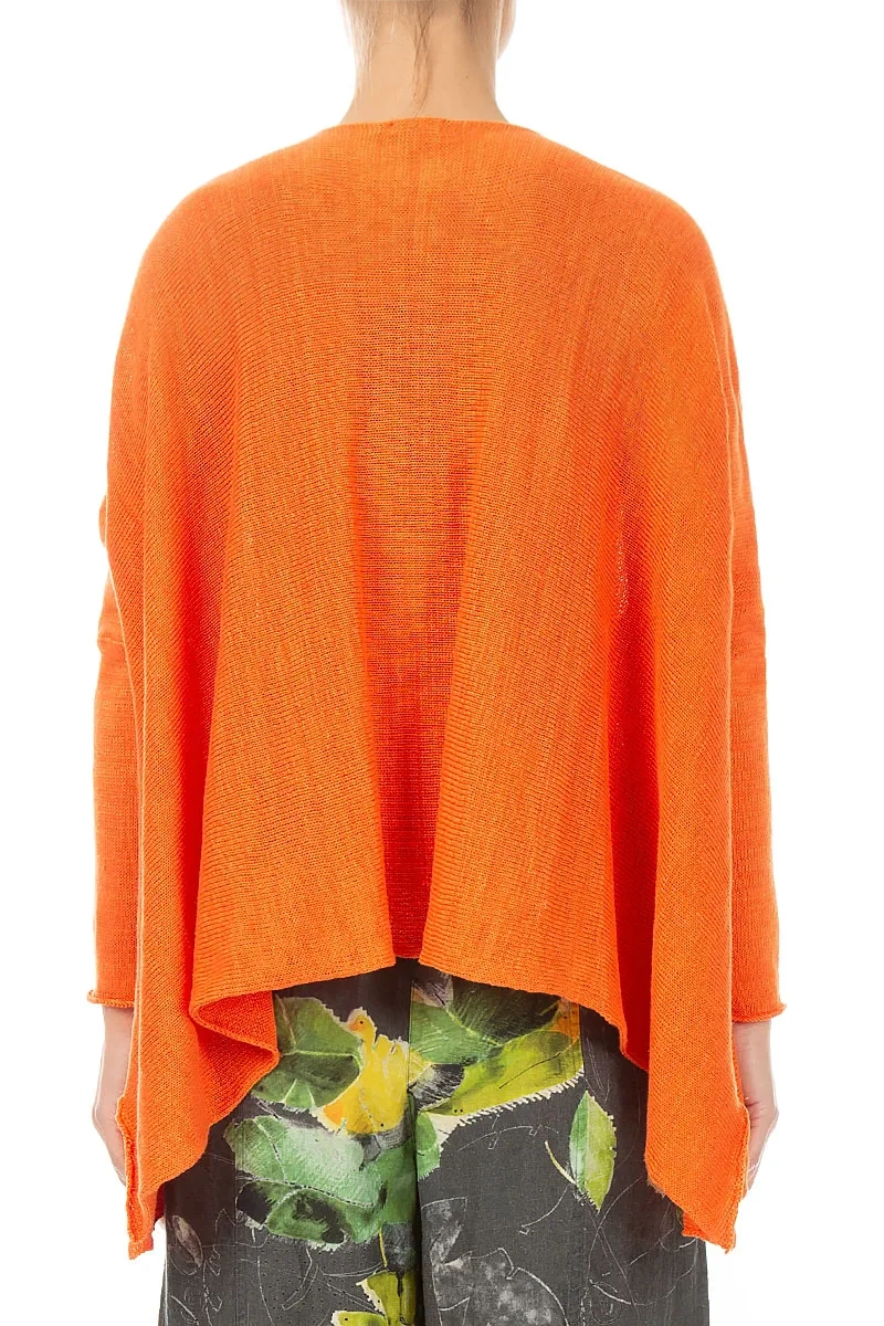 Wide Wavy Seam Spiced Orange Linen Jumper 2