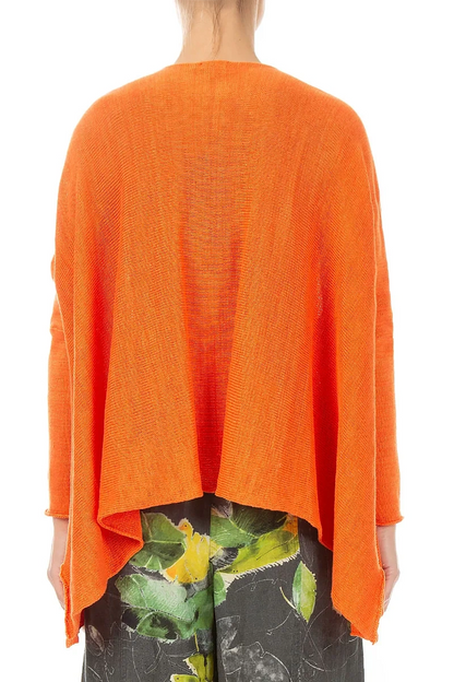 Wide Wavy Seam Spiced Orange Linen Jumper 2