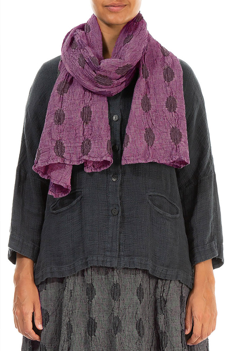 Wild Berry Textured Bubbles Linen Scarf