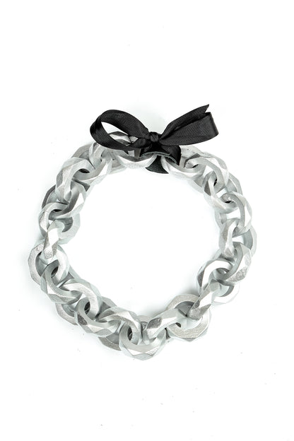 Wooden Loop Silver Chain Necklace