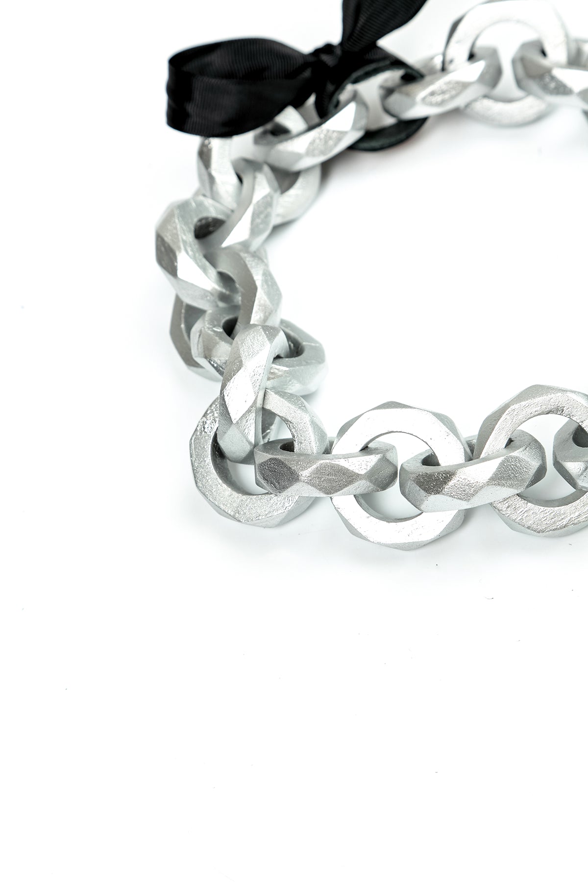 Wooden Loop Silver Chain Necklace