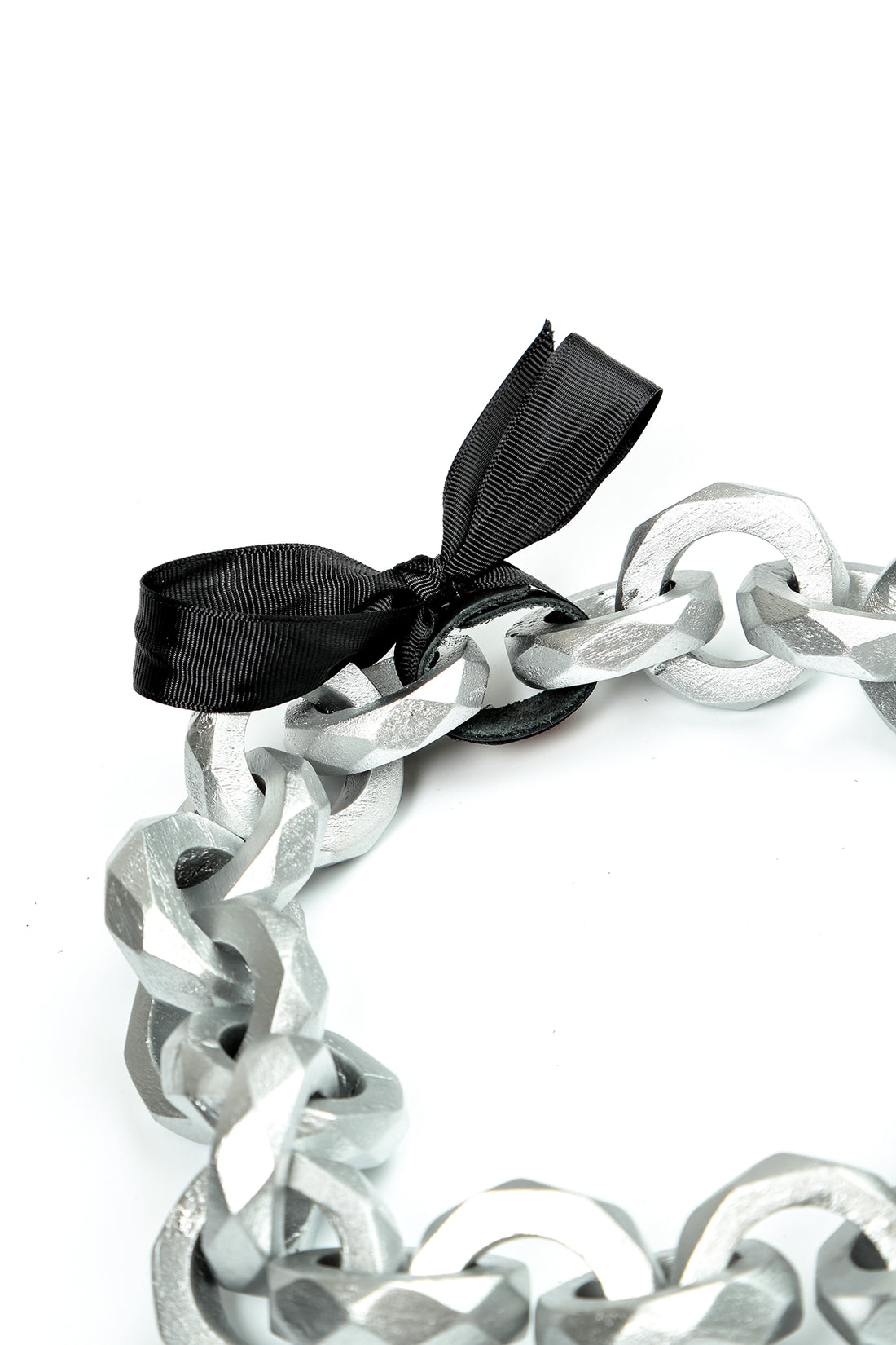 Wooden Loop Silver Chain Necklace