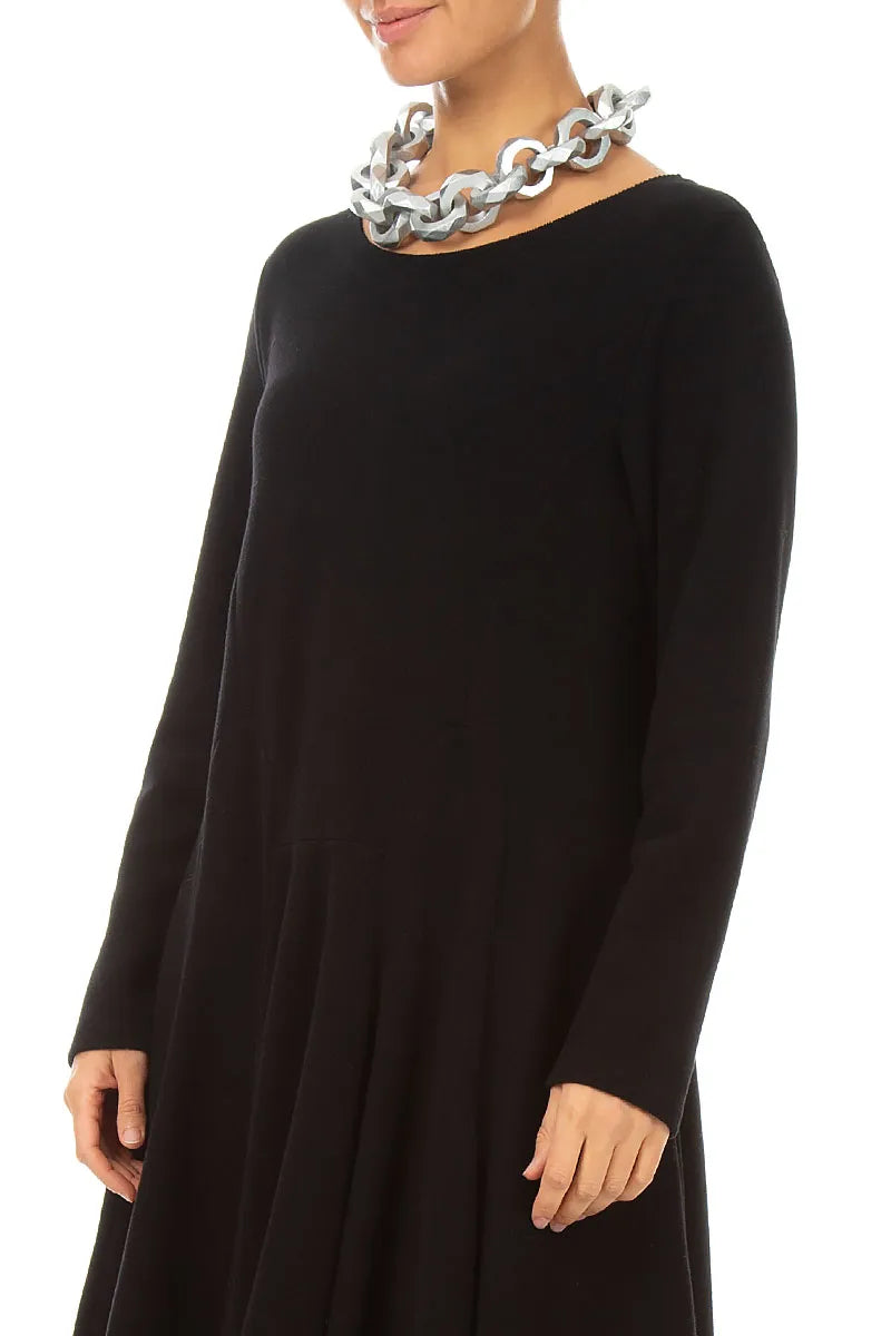 Collier à maillons en bois et chaîne argentée